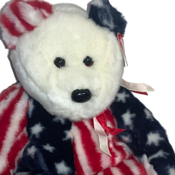 TY Beanie Buddy SPANGLE the American Patriotic Bear 14 inch - Picture 2 of 9